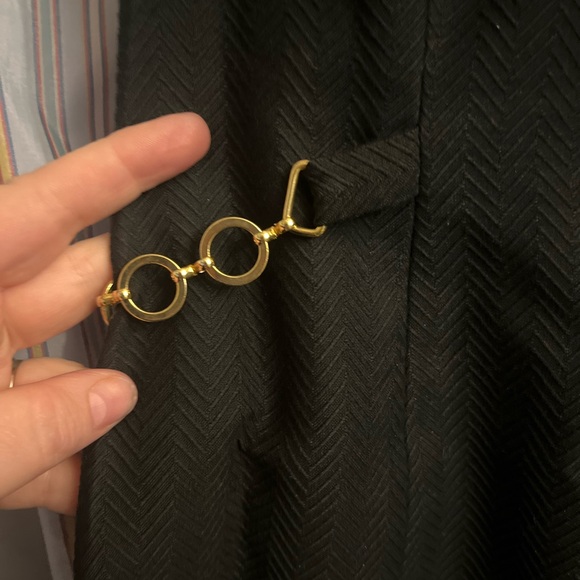 Talbots little black dress with gold belted accent textured short sleeve size 6 - Picture 3 of 8